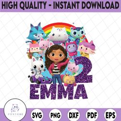 personalized gabby's dollhouse iron on transfer png, design i birthday party iron on i gabby's dollhouse birthday png