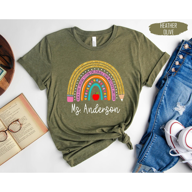 Personalized Rainbow Teacher Shirt, Teacher Appreciation Gifts, Inspirational Shirt, Teach Love Inspire, Back To School, Teacher Team Shirt - 9.jpg