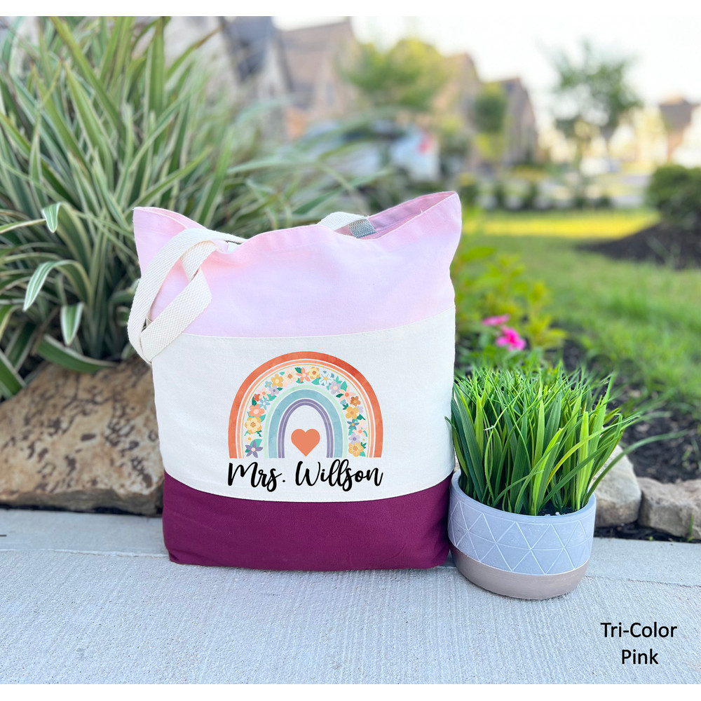 Personalized Teacher Bag, Boho Rainbow Teacher Bag, Custom Teacher Bag, Back to School Gift, Teacher Appreciation Gift, Teacher Gifts - 4.jpg