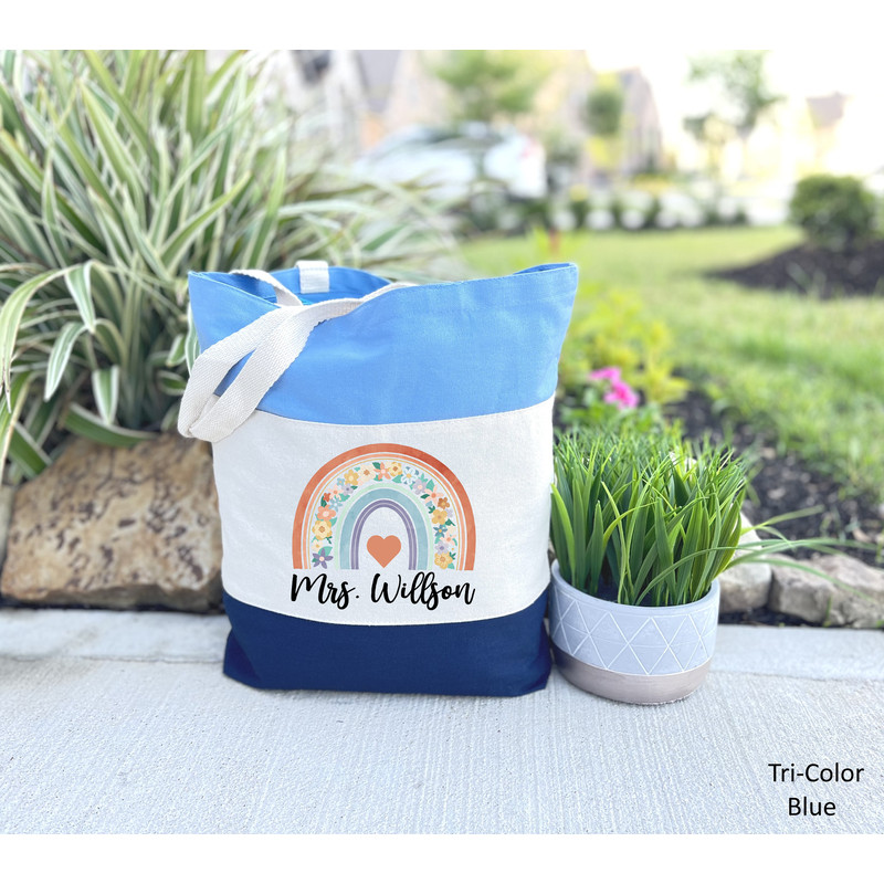 Personalized Teacher Bag, Boho Rainbow Teacher Bag, Custom Teacher Bag, Back to School Gift, Teacher Appreciation Gift, Teacher Gifts - 5.jpg