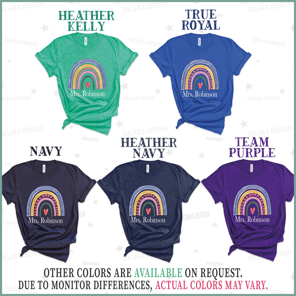 Personalized Teacher Name T-Shirt,Custom Elementary Teacher Shirt, Rainbow Teacher T-shirt, Teacher Gift,Graduation Gift,School Rainbow tee - 8.jpg