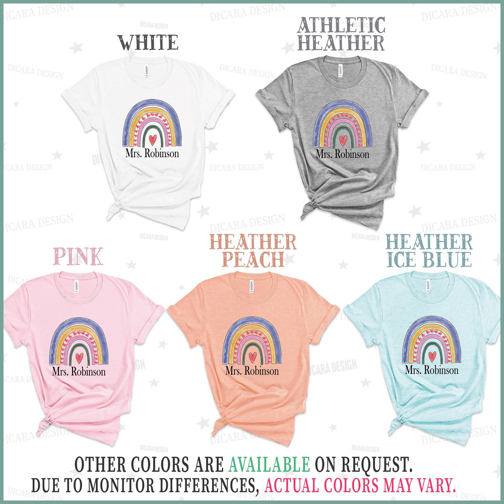 Personalized Teacher Name T-Shirt,Custom Elementary Teacher Shirt, Rainbow Teacher T-shirt, Teacher Gift,Graduation Gift,School Rainbow tee - 9.jpg