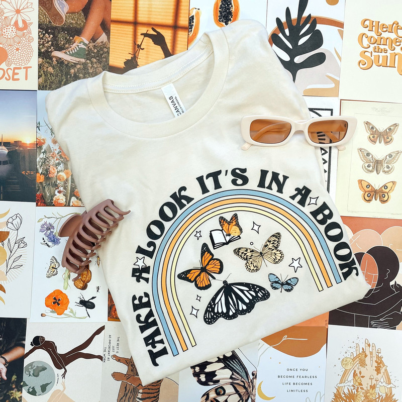 Teacher Appreciation Shirt, Teacher Shirt, Take a Look, It's in a book, Rainbow Shirt, Teacher Gift, Funny Teacher Tee, Sweatshirt, 16-1 DTG - 1.jpg