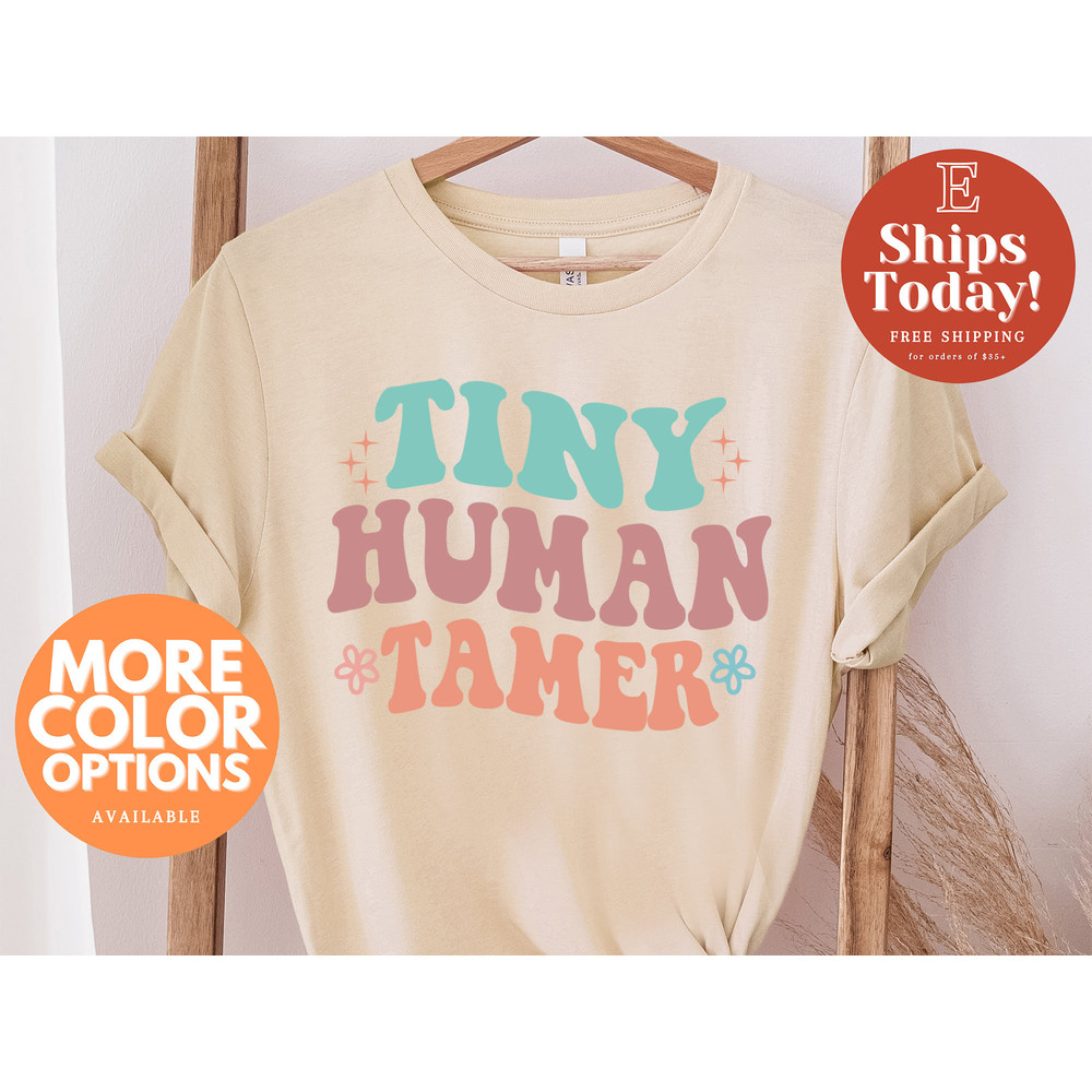 Teacher Shirt, Tiny Human Tamer T-Shirt, Kindergarten Teacher Tshirts, Preschool Teacher Tees, First Day of School, Back to School T-Shirt - 1.jpg