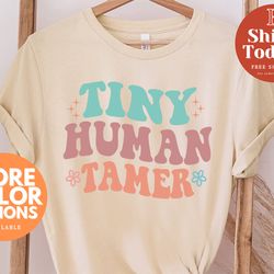 teacher shirt, tiny human tamer t-shirt, kindergarten teacher tshirts, preschool teacher tees, first day of school, back