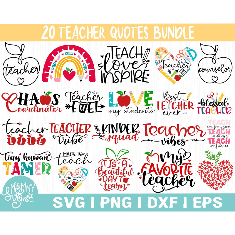 Teacher Svg Bundle, Teacher Svg, Teacher Appreciation Svg, Funny Svg, School, Teacher, Shirt Svg, Last Day of School, Cut Files, Svg,Png,Dxf - 1.jpg