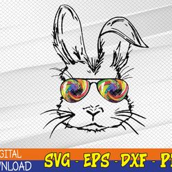 sunglass bunny face tie dye happy easter day svg, eps, png, dxf, digital download