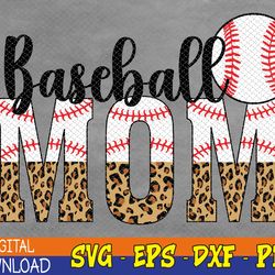 Softball Baseball Mom Leopard Mother's Day Svg, Eps, Png, Dxf, Digital Download