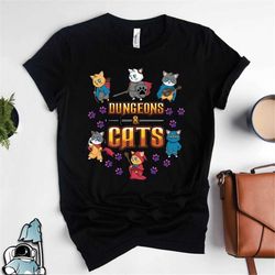 dungeons and cats shirt, gaming shirt, gamer shirt, tabletop gamer, rpg shirt, role playing shirt, fantasy game, cat gam