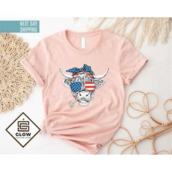 oh my stars cow shirt, highland cow shirt, highland cow with 4th july tee, independence day shirt, american flag shirt,
