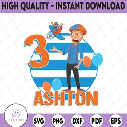 birthday blippi boy svg, boy birthday matching svg, custom name and age birthday svg, family matching boy svg, digital