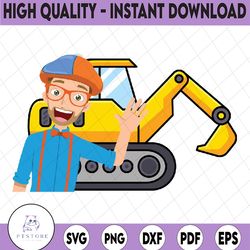 bllippii child kids svg tumbler sublimation svg, birthday blippi excavator boy svg, boy birthday matching svg, digital