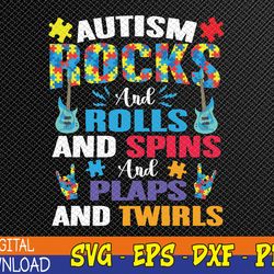 autism rocks and rolls funny autism awareness month svg, eps, png, dxf, digital download