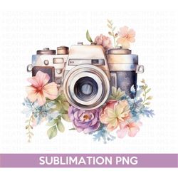 Floral Vintage Camera Sublimation PNG, Photographer PNG, Photography png, Floral, Photo Taking png, Photographer Shirt p