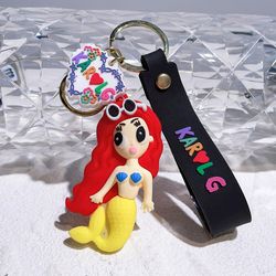 Disney The Little Mermaid Keychain Kawaii Ariel Princess Doll Model Keyrings for Backpack Ornament Car Pendant Key Holde