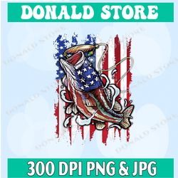 patriotic bass fishing png, 4th of july usa flag png, png high quality, png, digital download