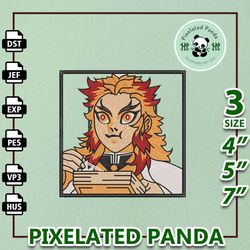 rengoku embroidery design file, demon slayer anime embroidery design, machine embroidery design file, instant download