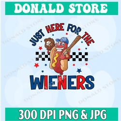 hot dog i'm just here for the wieners 4th of july baseball png, png high quality, png, digital download