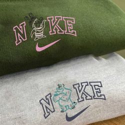 sully and boo couple embroidered couple sweatshirt, monster cartoon embroidered sweatshirt