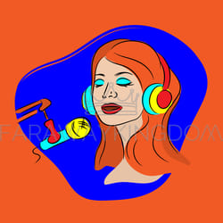 podcast broadcast music internet online vector illustration set