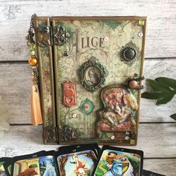 Box-book, Tarot cards box, Alice in Wonderland Magic Box, Bronze Jewelry Box, Mad Hatter box, White rabbit ring holder
