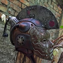 japanese samurai horror mask / helmet in post-apocalyptic & cyberpunk style