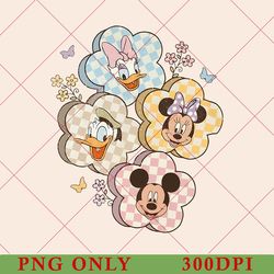 retro mickey friends flower png, vintage mickey and co png, disneyland mickey mouse png, mickey minnie png, family trip