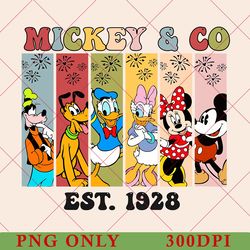 vintage mickey & co est 1928 png, retro mickey and friend png, disneyland mickey mouse png, disney family vacation png