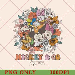 retro mickey and co png, disney floral png, cute mickey and friends png, mickey and co 1928 png, disney women png 300dpi