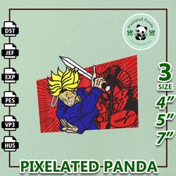 super saiyan embroidery design file, dragon ball anime embroidery design, machine embroidery design file, instant downlo