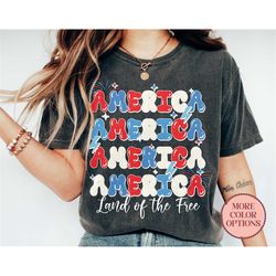 retro groovy america shirt, land of the free shirt, because of the braves t-shirt, independence day gift idea ( ap-jul 3