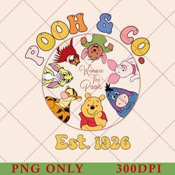 vintage pooh & co est 1926 png, vintage winnie the pooh png, disneyland pooh bear png, disneyworld png, disney trip png