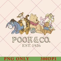 vintage pooh & co est 1926 png, retro winnie the pooh png, disneyland pooh bear png, disneyworld png, disney trip png