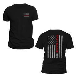 custom last name firefighter thin red line vertical flag shirt