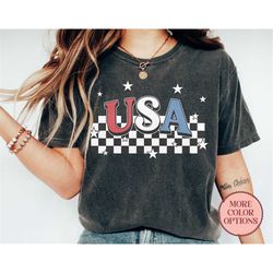 red white and blue 4th of july shirt, usa patriotic t-shirt, july 4th family matching shirts, usa flag shirt for memoria