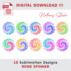 10 Tie Dye Sublimation Designs - Wind Spinner Sublimation - Sublimation Template