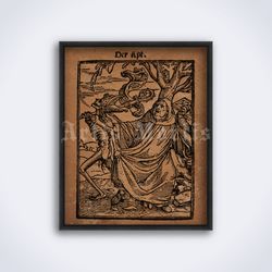 dance of death the abbot hans holbein medieval memento mori printable art print poster digital download