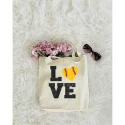 softball love tote bag, tote bag gift, softball tote bag, reusable bag, softball player tote, grocery bag, gift for soft