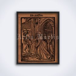 Dance of Death The Abbess Hans Holbein medieval memento mori printable art print poster Digital Download