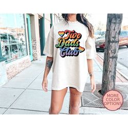two dad clubs shirt, cute gift tee for gay parents, baby announcement t-shirt, lgbtq father's day apparel (prid64)