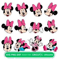 Layered Minnie Mouse Svg Bundle, Instant Download, Bundle For Cricut, Silhouette Vector SVG PNG DXF Cut Files