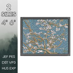 vincent van gogh - almond blossom embroidery design, custom designs, 2 size