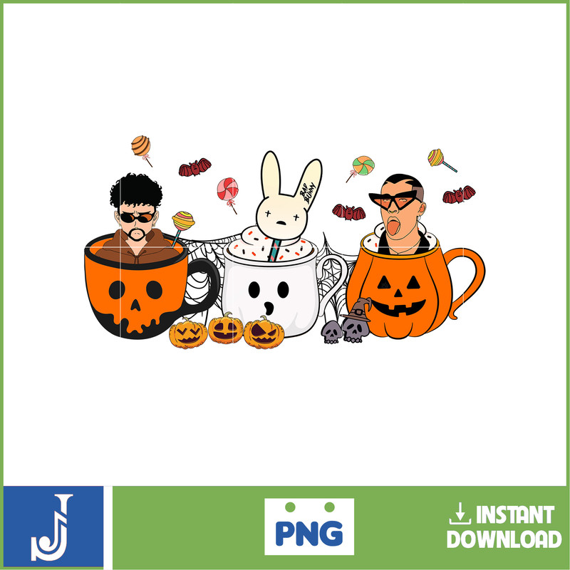 Bad Bunny PNG, Bad Bunny coffee cups, Halloween Coffee, Bad Bunny Halloween, Halloween Bunny PNG, Digital sublimation PNG Instant Download (1).jpg