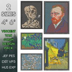 vincent van gogh pack bundle 5 file embroidery design, custom designs, 2 size