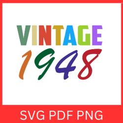 Vintage 1948 Svg | Vintage 1948 Retro Svg |Since 1948 |  Digital Download