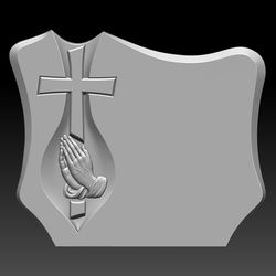3D STL Model for CNC file Tombstone Prayer Catholic cross. Size 100-120
