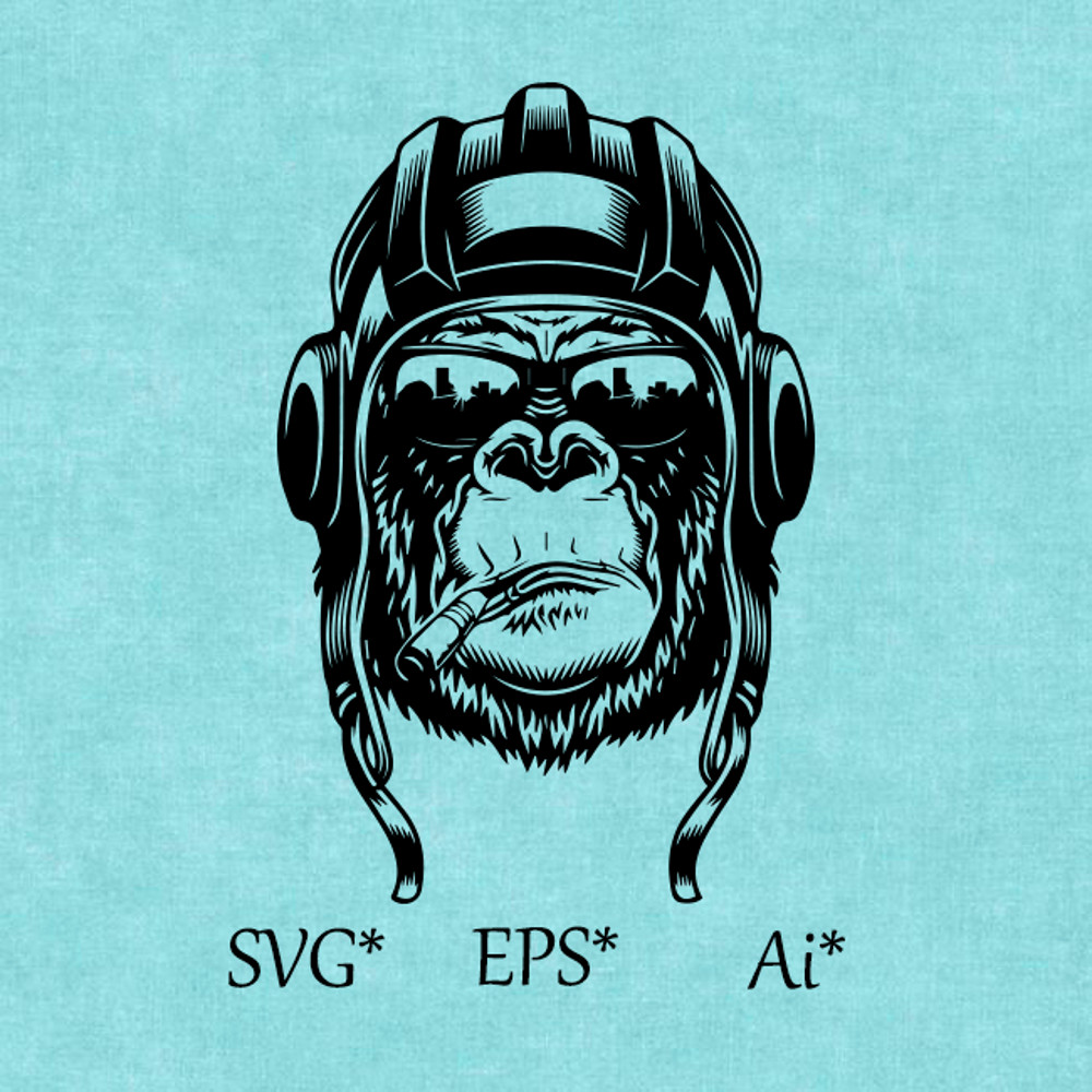 Gorilla SVG Gorilla Tanker Gorilla With A Cigarette Magnificent Gorilla Gorilla PilotGor Digital SVG EPS