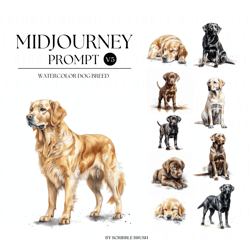 Midjourney Prompt, Midjourney Watercolor Dog AI Art Prompt, Midjourney V5 Prompt Guide