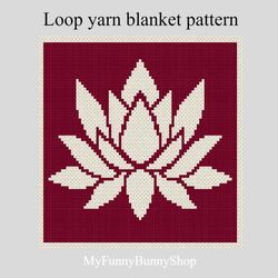 Loop yarn Finger knitted Lotus Flower blanket pattern PDF Download