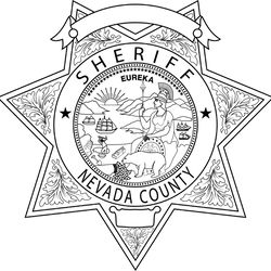 CALIFORNIA  SHERIFF BADGE NEVADA COUNTY VECTOR FILE Black white vector outline or line art file